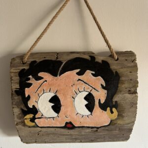 Portraits artistiques peint à la main sur une plaque de bois naturel, décoration murale rétro et originale