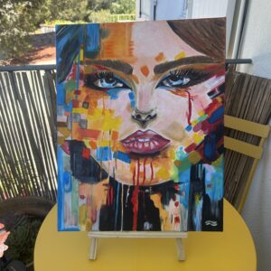 Toile artistique Le Regard Profond avec visage féminin et regard intense