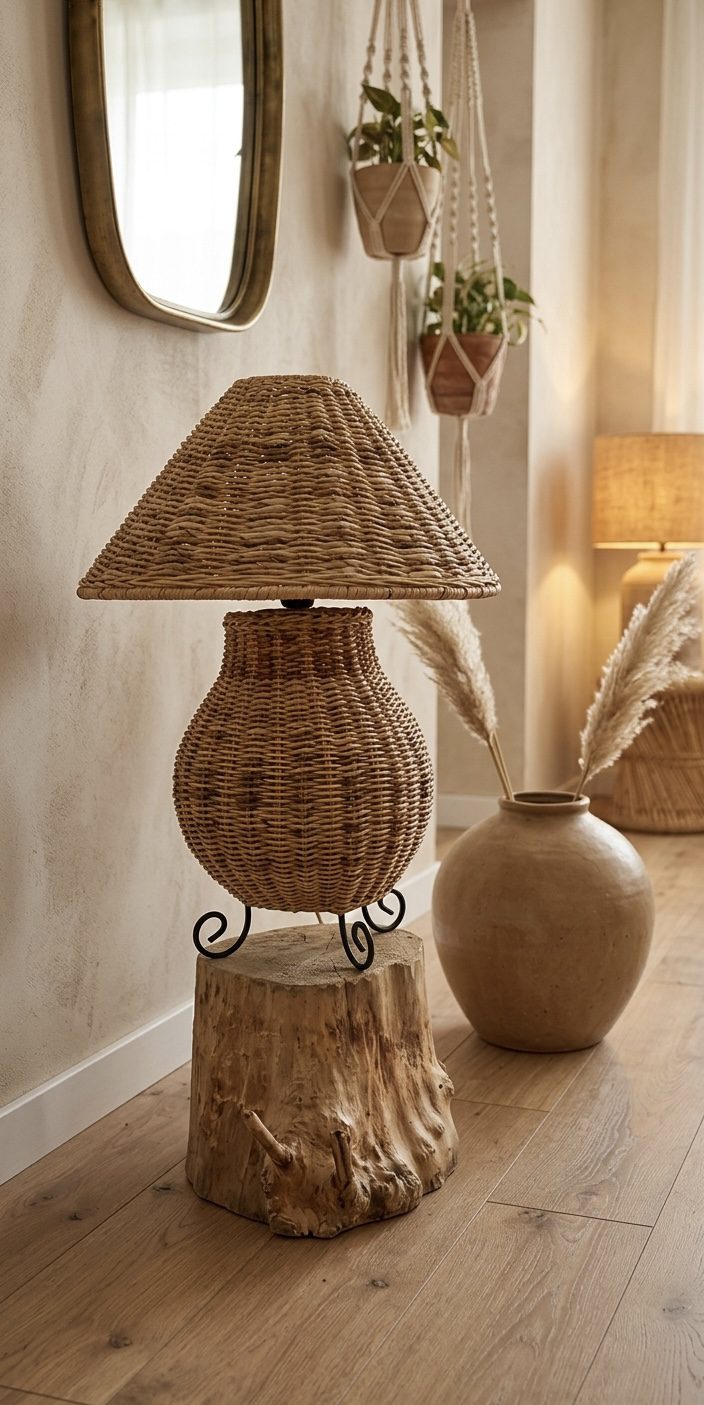 Tabouret décoratif ou socle en bois flotté, pièce unique artisanale pour mettre en valeur une plante ou un objet.