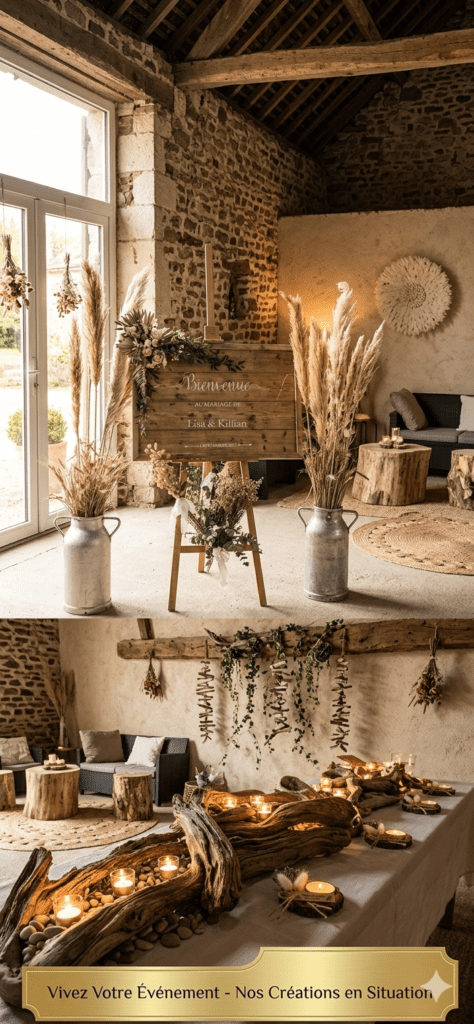 Pour habiller vos espaces de réception avec authenticité et élégance, nous avons conçu des packs déco "clés en main" disponibles à la location. Que vous soyez dans le Sud ou ailleurs en France, profitez de notre univers bohème et chic.