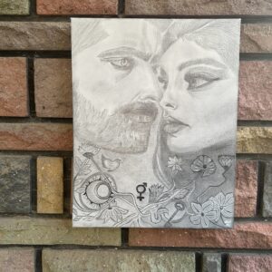 Art mural couple amoureux fait main – toile moderne et élégante pour décoration intérieure