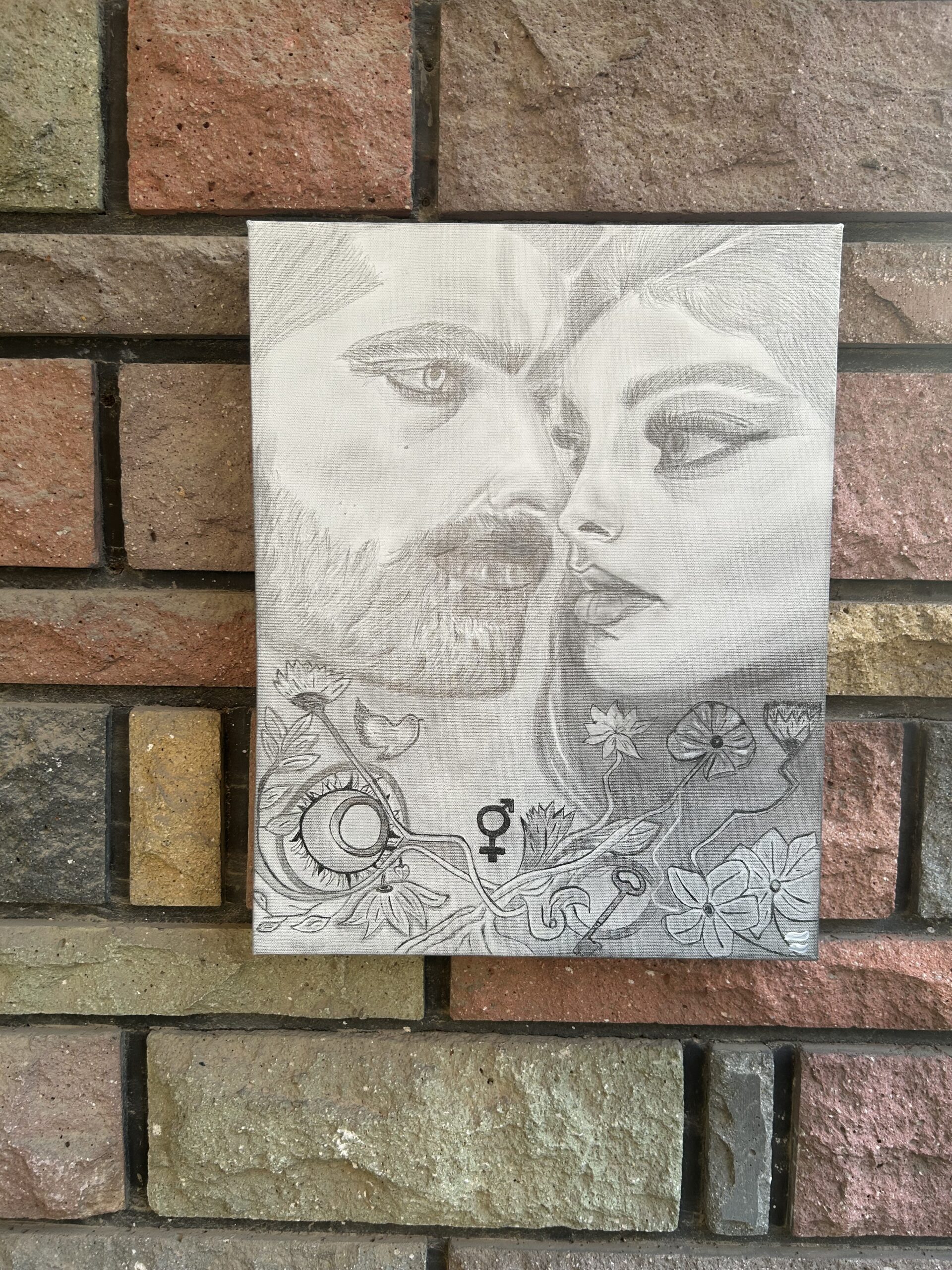 Art mural couple amoureux fait main – toile moderne et élégante pour décoration intérieure