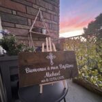 Panneau en bois personnalisé pour baptême décoration bohème et naturelle