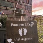 Panneau en bois flotté pour naissance fait main style bohème